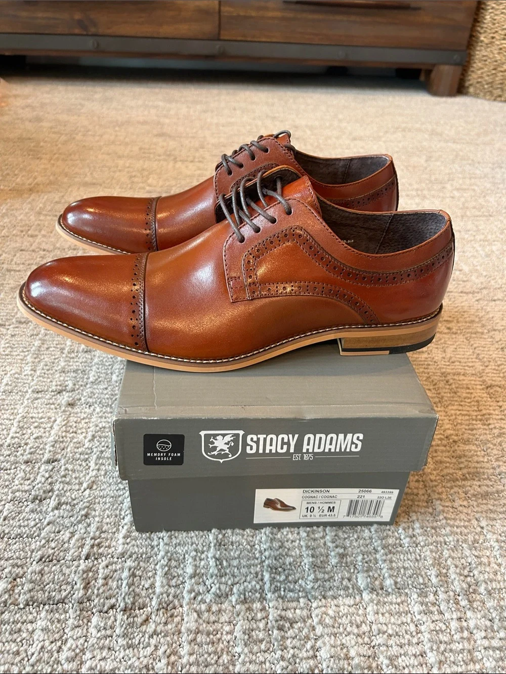 Stacy Adams DICKINSON CAP TOE OXFORD Cognac 10.5